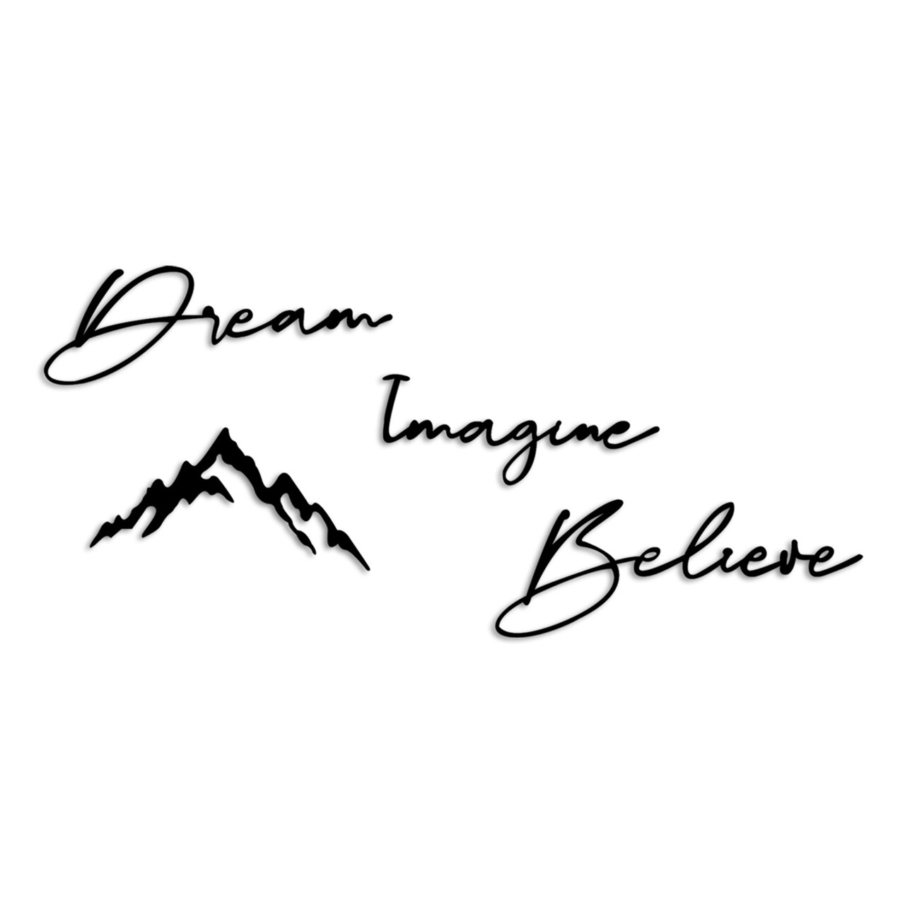 Decoratiune de perete, Dream Imagine Belive, Dimensiune: 47 x 16 cm (1 bucată), Negru - view 6