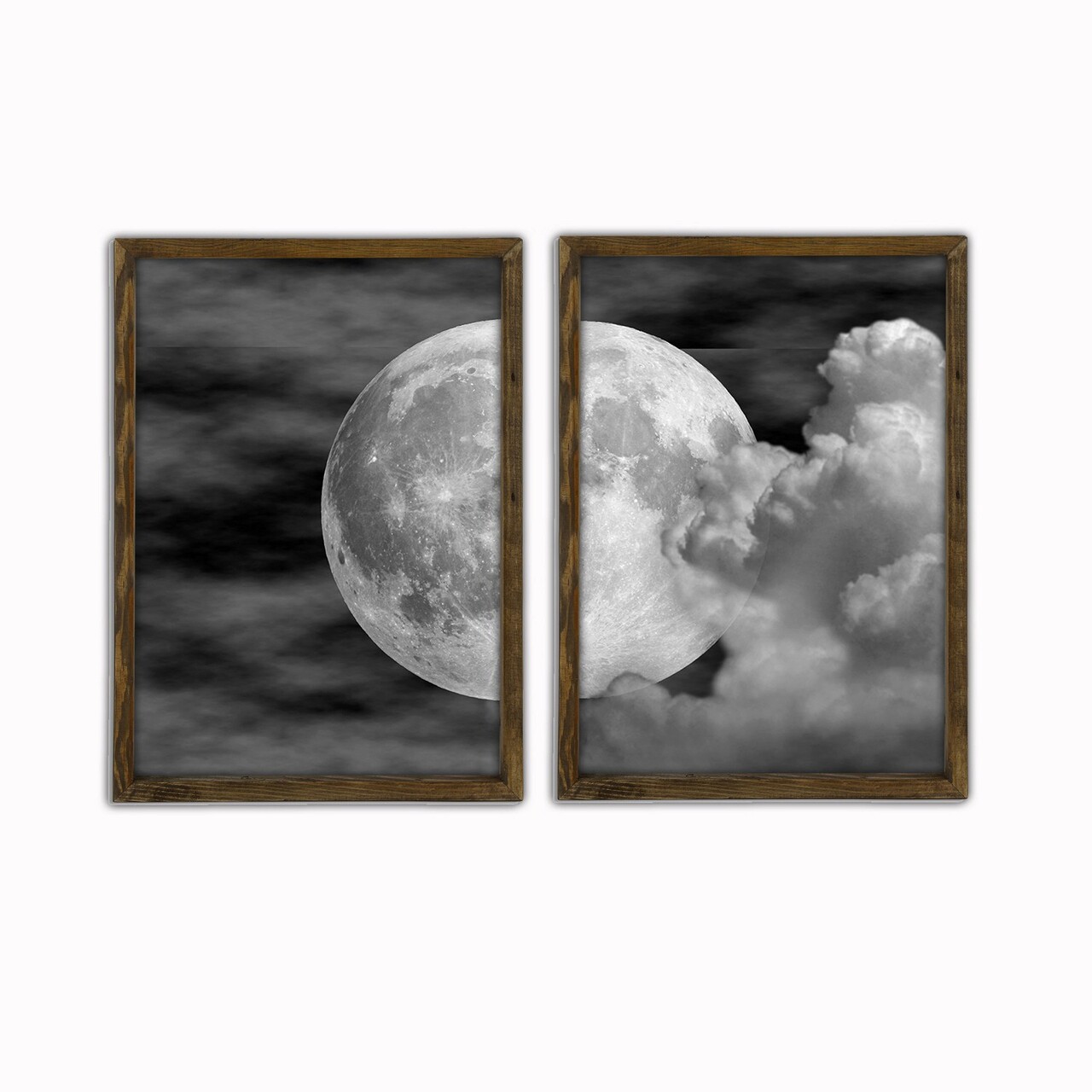 Set 2 tablouri decorative, BUL006, MDF, Imprimat UV, Negru / Alb / Gri / Nuc