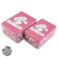 Set 2 cutii pentru depozitare Make up, Versa, 21x16.6x9.1 cm, metal, pink