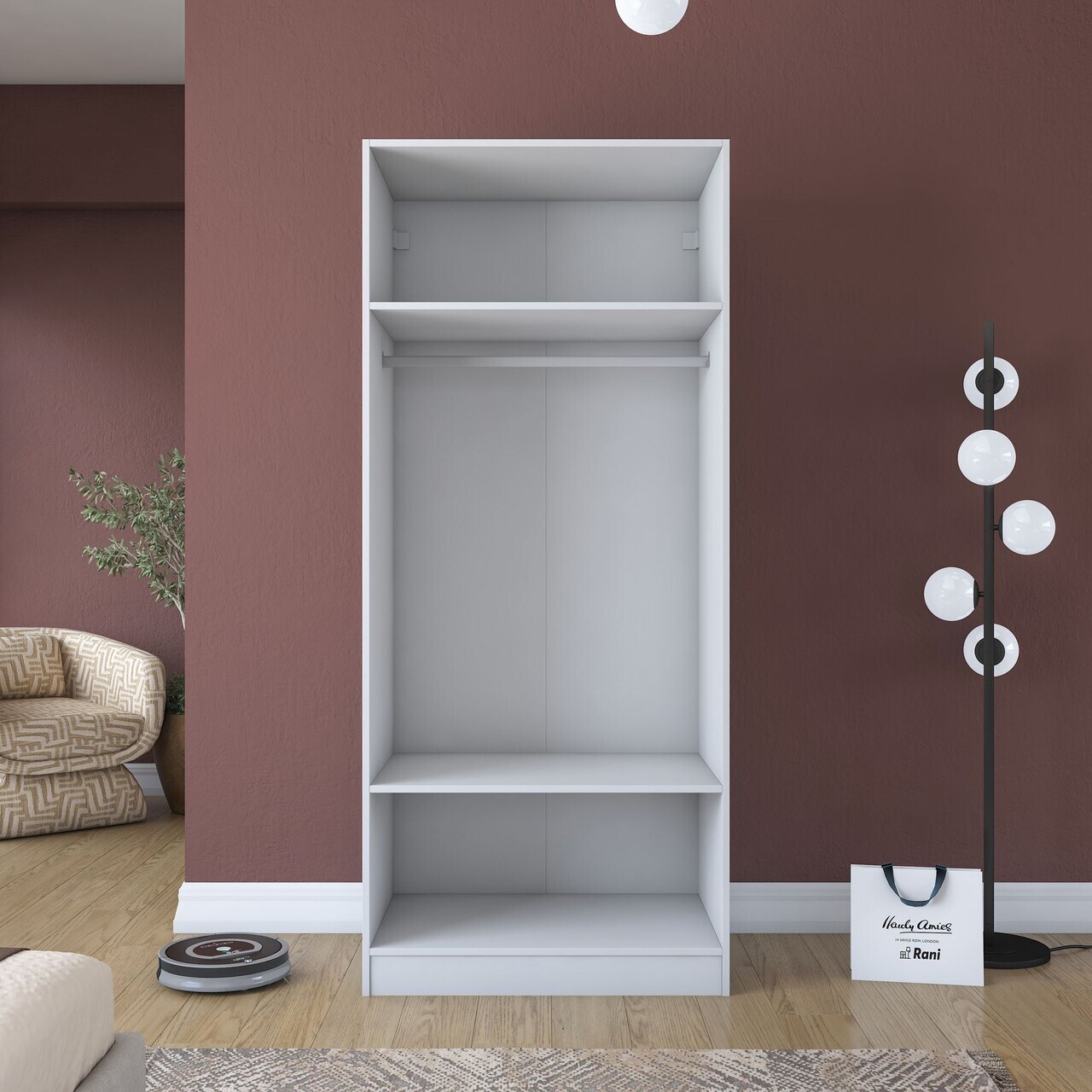 Dulap pentru haine, Hanah Home, BA203, 90x210x57.5 cm, PAL melaminat, Alb - view 8