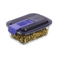 Caserola ermetica dreptunghiulara, Luminarc, Easy Box, 0.38 L, sticla, albastru/transparent