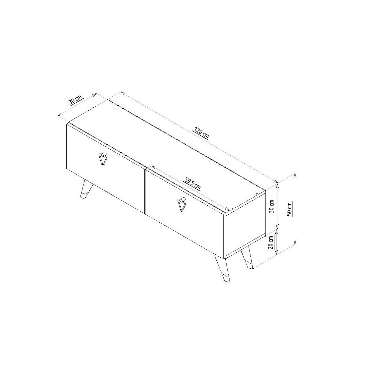 Comoda TV, Odessa, Tarab, 120x30x50 cm, PAL, Antracit