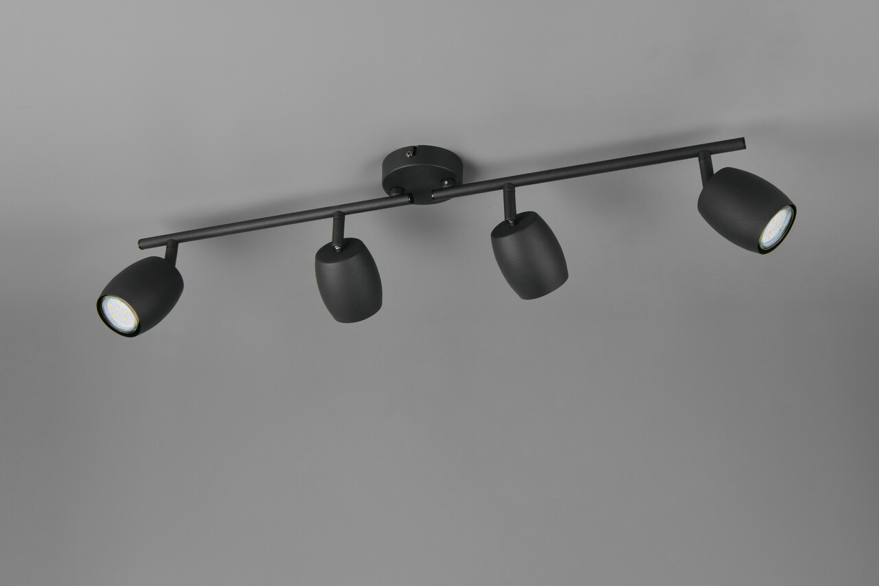 Plafoniera Nancy, RL, 70.5x8x16.5 cm, 35W, 4x GU10, metal, negru mat