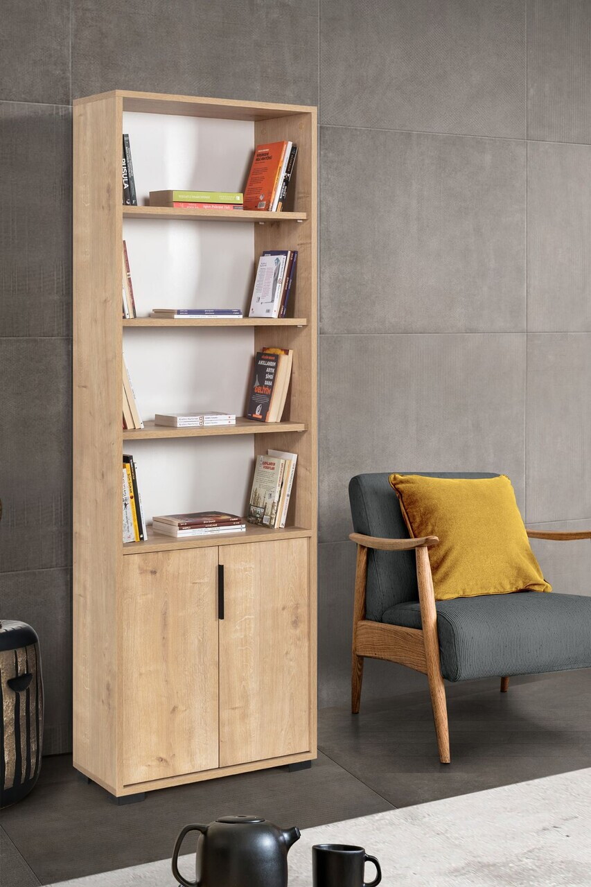 Corp biblioteca, Hanah Home, Evm 8102, 60x187x30 cm, PAL, Maro — imaginea 3