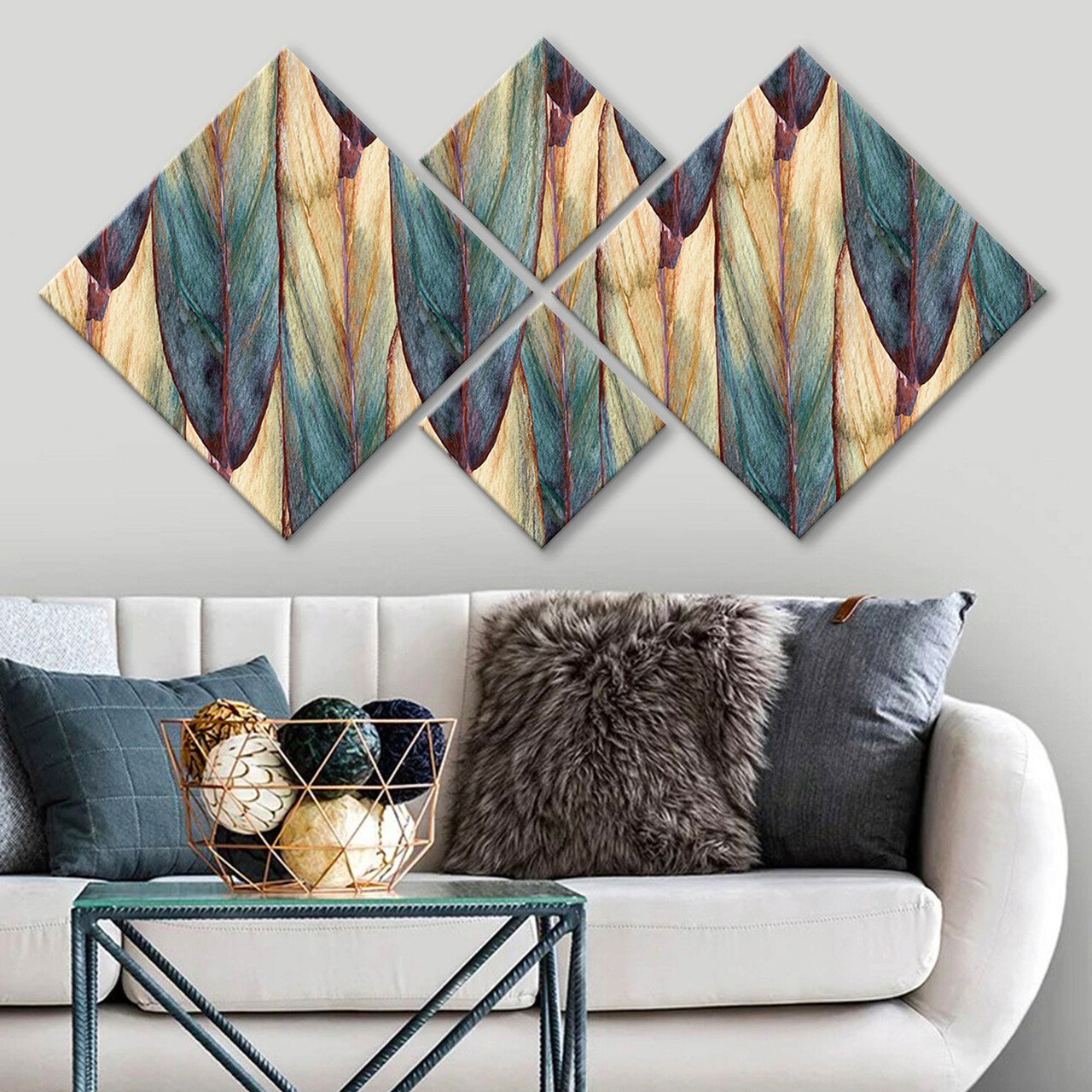 Set 4 tablouri decorative, 4MDF1711530928, MDF, Imprimat UV, Multicolor
