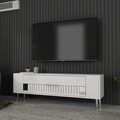 Comoda TV, Olivia, Retrolp4, Alb / Argintiu