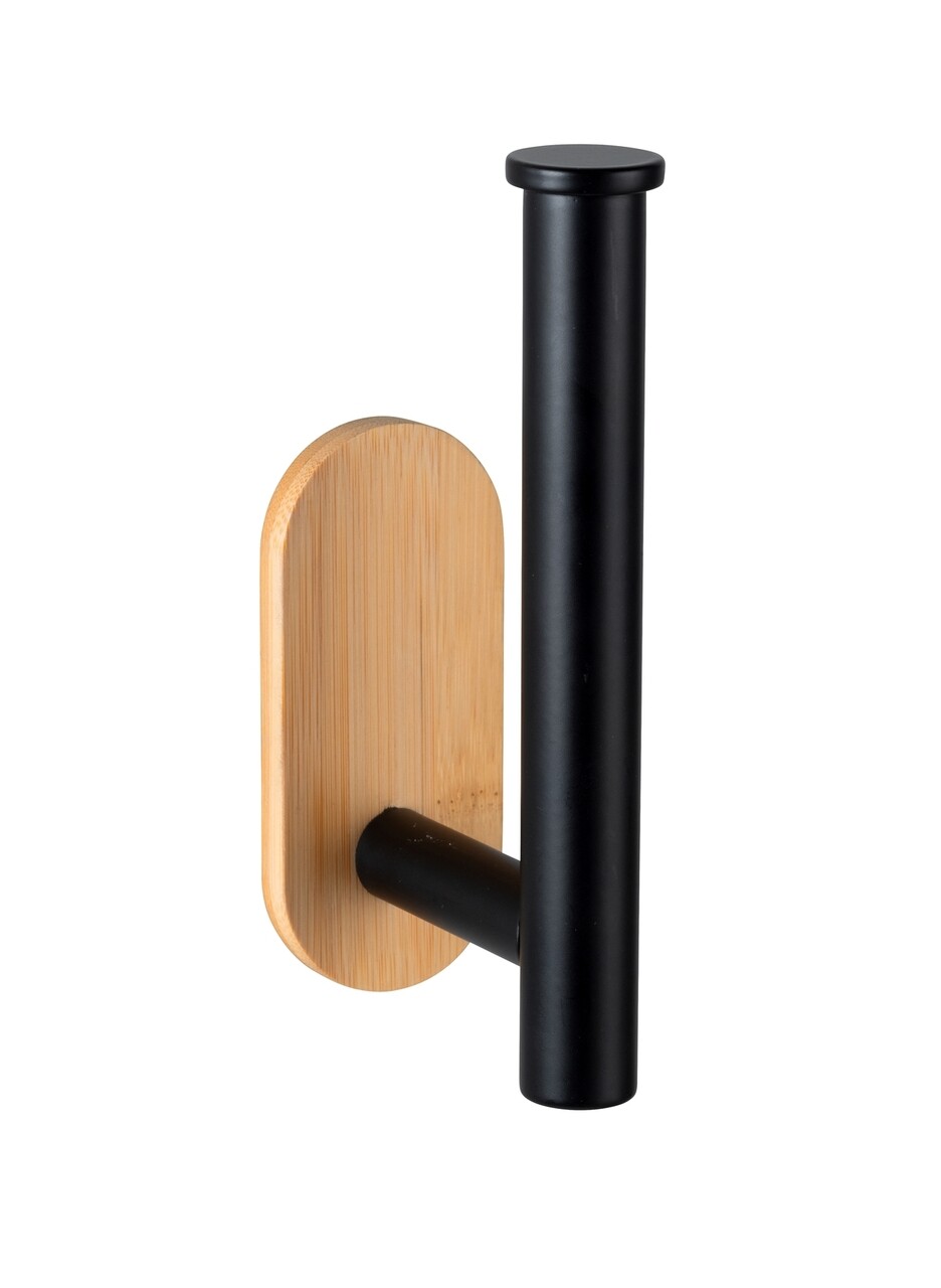 Suport hartie igienica, Wenko, Turbo-Loc, Orea, 16 x 4.5 x 8 cm, bambus/inox, natur/negru - view 5