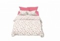 Lenjerie de pat dubla, 6 piese, 240x240 cm, Ressort Rose, Bedora, amestec bumbac 30/70, alb/roz