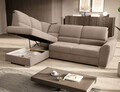 Coltar extensibil stanga 3 locuri ELTAP, LT-20NU, Siber, 270x186x93 cm, lemn/poliester, maro deschis