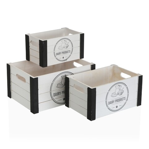 Set 3 cutii pentru organizare Daily, Versa, 35x25x17 cm, lemn mezoni.ro