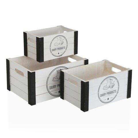 Set 3 cutii pentru organizare daily, versa, 35x25x17 cm, lemn