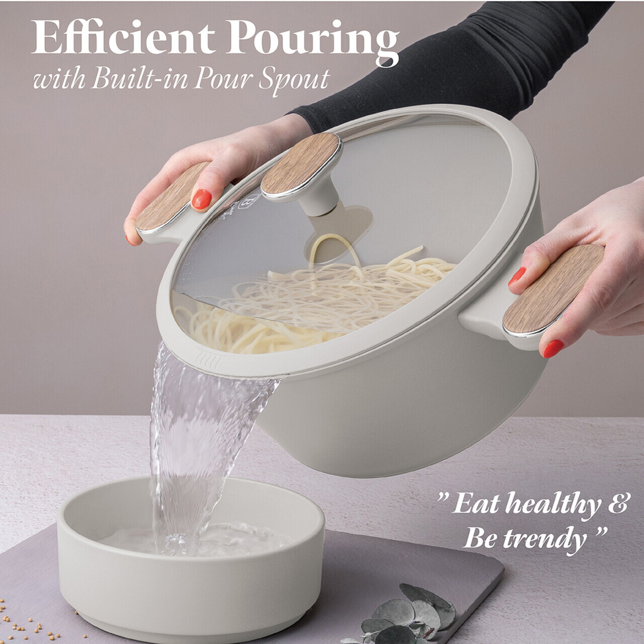 Oala cu capac Berlinger Haus, Sahara Nordic, 24 cm, 4.3 L, aluminiu forjat, crem mat/natur - imagine 8