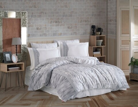 Lenjerie de pat pentru o persoana, 3 piese, 160x220 cm, 100% bumbac poplin, hobby, ventura, gri