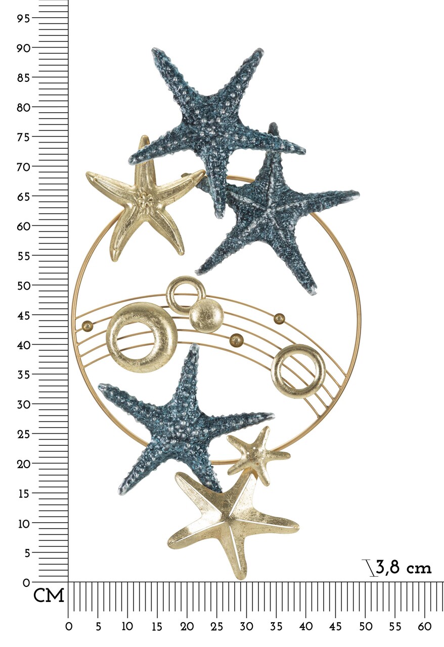 Decoratiune de perete Sea Star, Mauro Ferretti, 90.8 x 50.2 cm, fier, multicolor