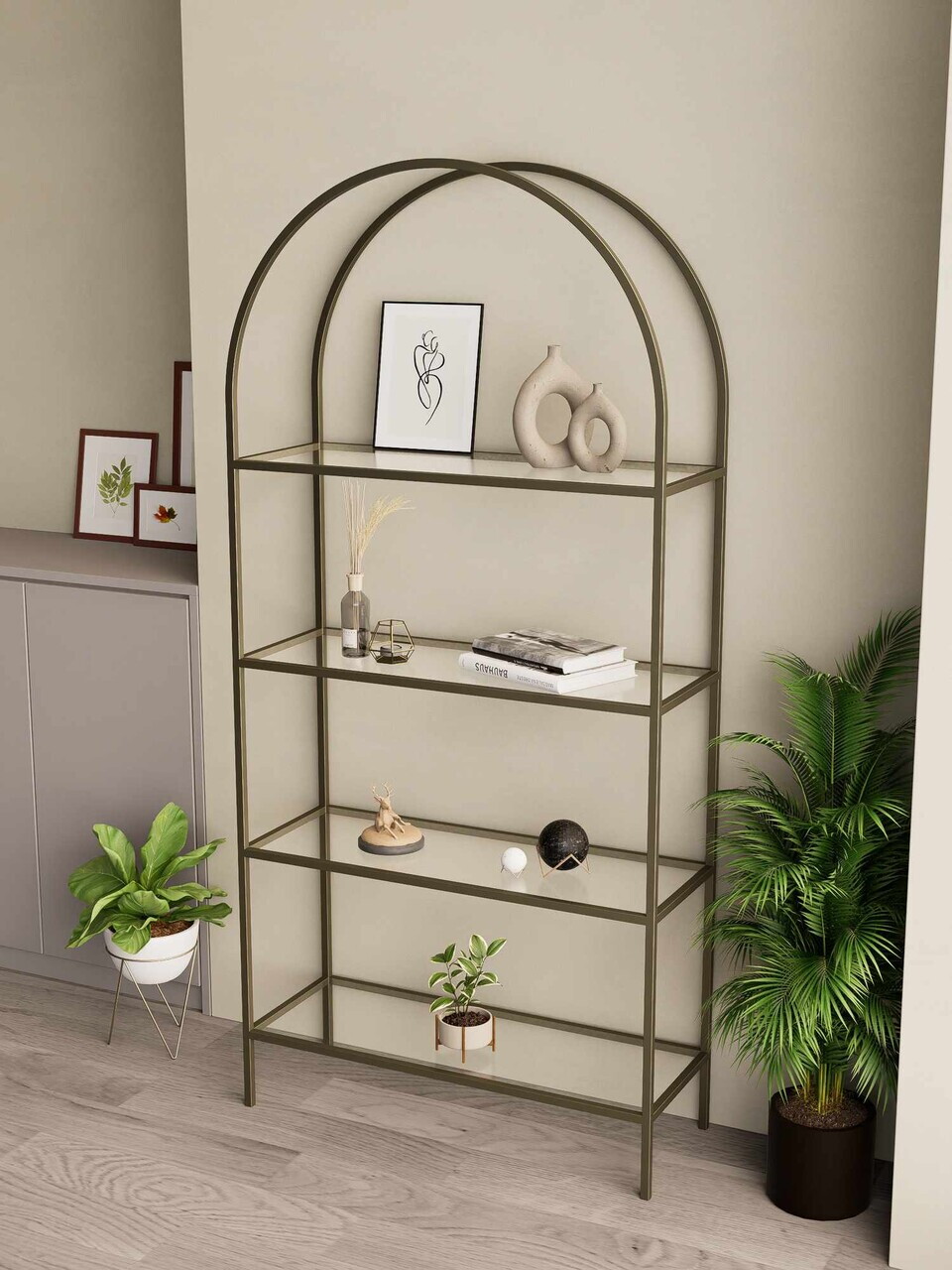Corp biblioteca, Hanah Home, Linda, 80x172x30 cm, Maro antichizat
