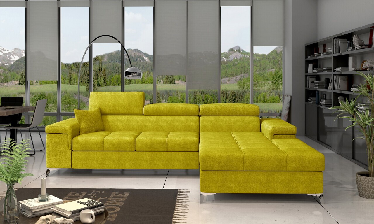 Coltar extensibil dreapta 4 locuri ELTAP, Ric-28, Ricardo, 281x205x88 cm, lemn/poliester, galben - view 2