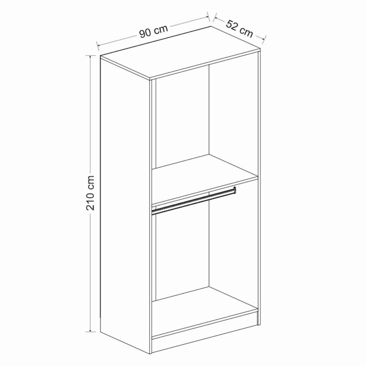 Dulap pentru haine, Minerva, Kale Plus Oak, 90x210x52 cm, PAL, Stejar