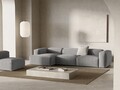 Coltar stanga 4 locuri, Bergamo, Cosmopolitan Design, 344x152x70 cm, catifea chenille raiata, gri deschis