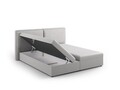 Pat continental cu saltea, topper si lada depozitare, 160x200 cm, Micadoni Home, Jodie-78, tesatura structurata, gri deschis