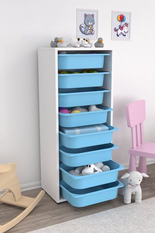 Dulap multifunctional, Estella, Cara 8N, Alb/Albastru
