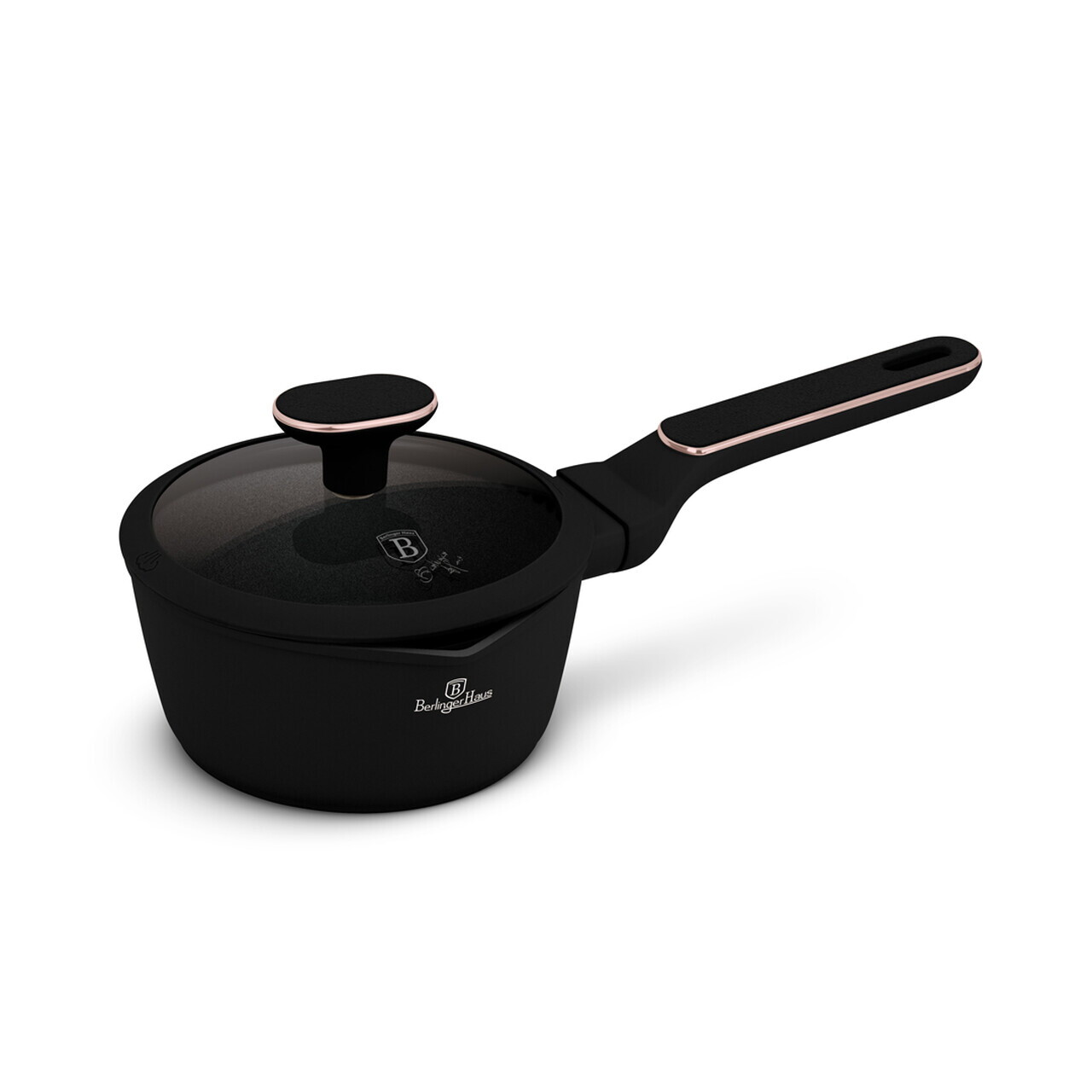 Cratita cu capac Berlinger Haus, Black Rose, 16 cm, 1.2 L, aluminiu forjat, negru mat - view 2