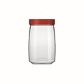 Borcan cu capac, Mandacaru, 1.2 L, plastic (PP)/sticla termorezistenta, rosu