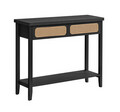 Consola cu 2 sertare Vasagle, Boho Chic, 100x30x80 cm, PAL/MDF, negru