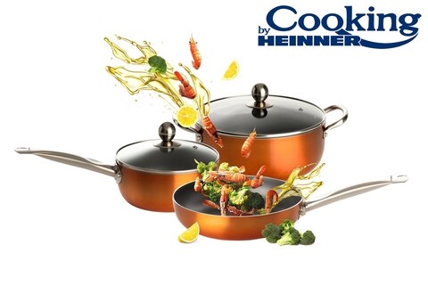Set de gatit Royal, Heinner, 5 piese, aluminiu, portocaliu mezoni.ro