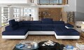 Coltar extensibil stanga 6 locuri ELTAP, Rod-50, Rodrigo, 345x202x90 cm, lemn/poliester, albastru inchis/alb