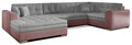 Coltar extensibil stanga 5 locuri ELTAP, Damario, 338x189x78 cm, lemn/poliester, gri/roz