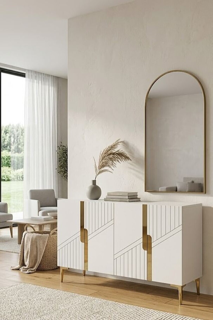 Consola, Hanah Home, Evva 120, 120x75x32 cm, Alb/Auriu — imaginea 2