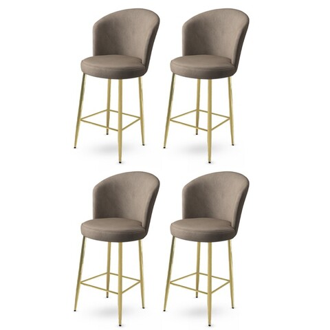 Set scaune  de bar 4 piese, Charlotte, Alte, Metal, Cappuccino / Aur