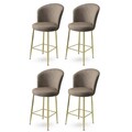 Set scaune  de bar 4 piese, Charlotte, Alte, Metal, Cappuccino / Aur