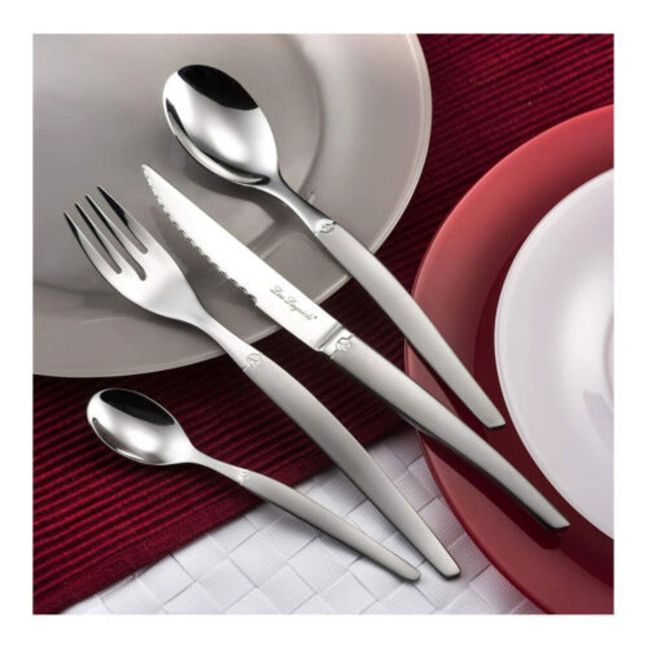 Set tacamuri, 24 piese, Lou Laguiole, Jet Sandblasted, inox, argintiu - 2 | YEO