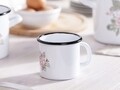 Cana emailata Roza, Silesia, Ø9 cm, 450 ml, alb