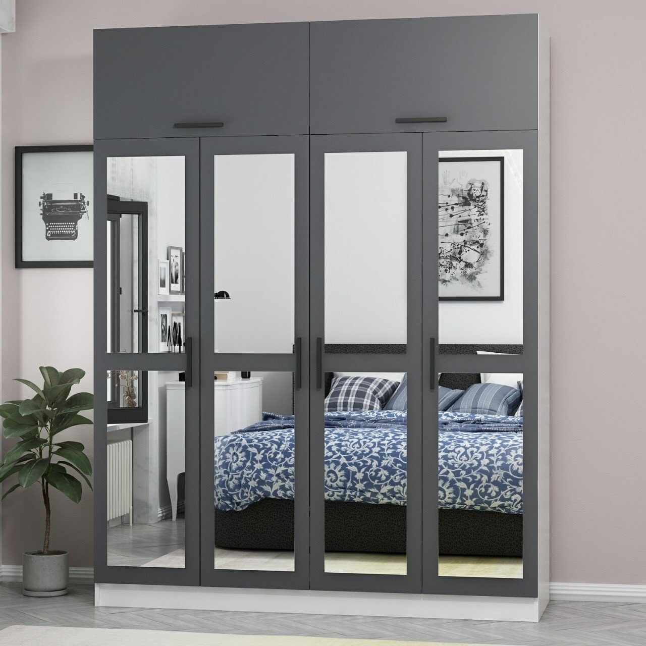 Dulap pentru haine, Minerva, Kale, 180x255x52 cm, PAL, Antracit - 1 | YEO