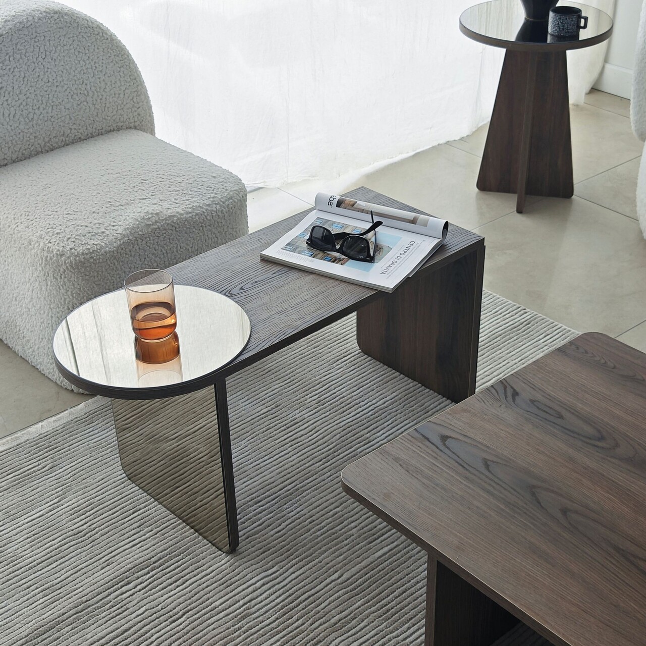 Set masute de cafea, Hanah Home, Luna 4, Bronz / Nuc - imagine 7