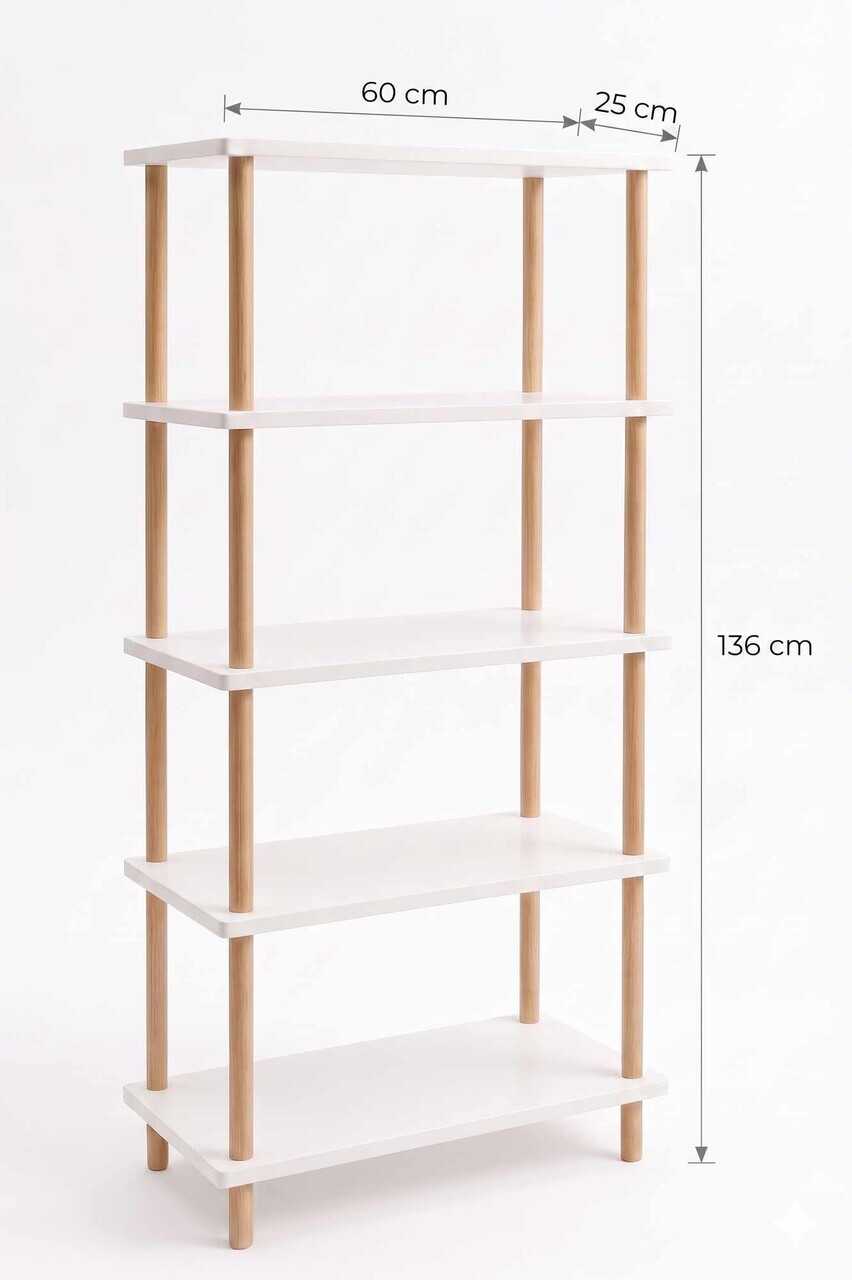 Corp biblioteca, Hanah Home, Pk261, 60x136x25 cm, PAL, Alb — imaginea 5