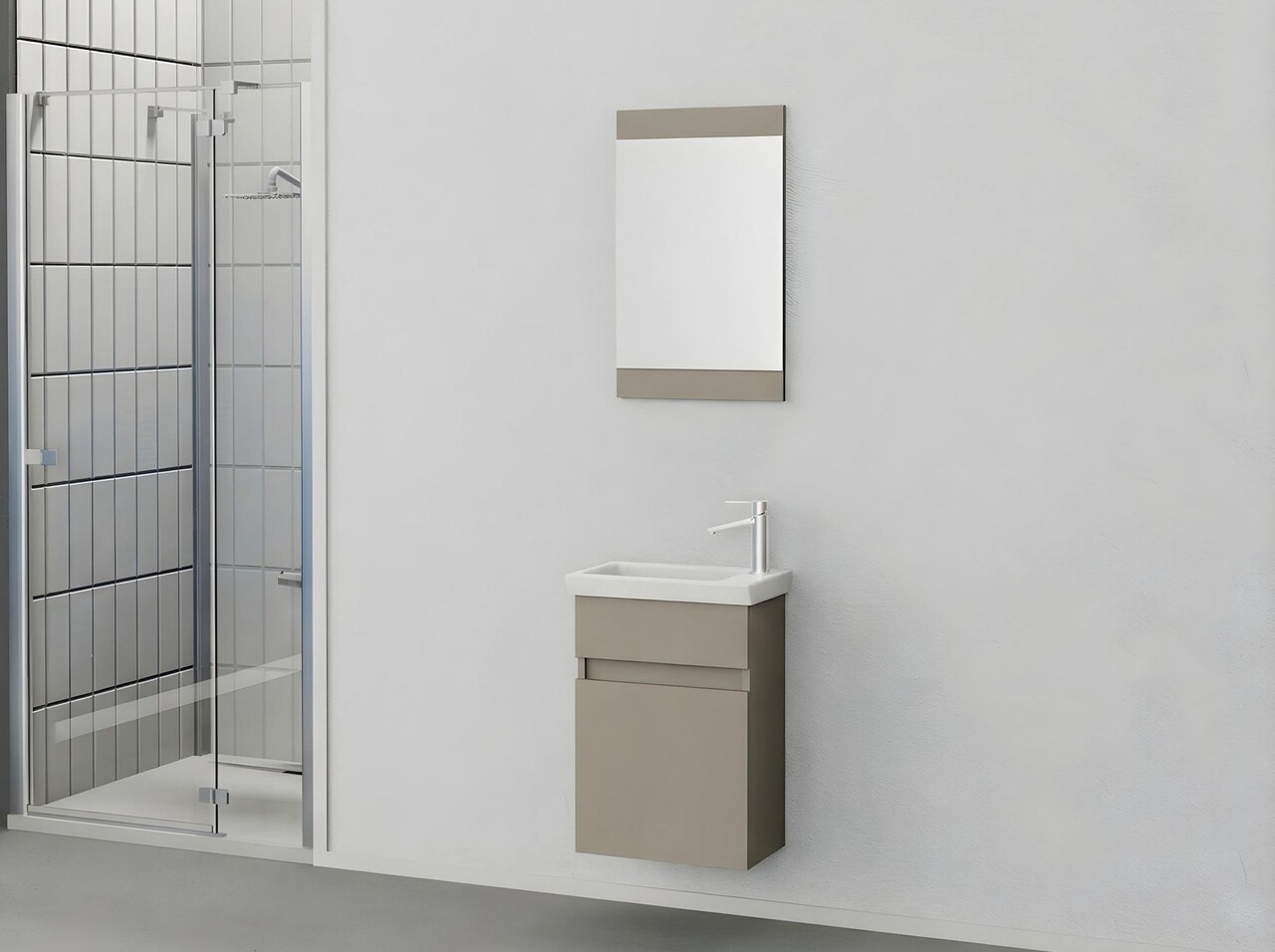 Set mobilier de baie (2 piese), Hanah Home, Mare 45, Latte - view 2