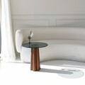 Masuta de cafea, Neostill, Thales, 50x50x50 cm, Sticla temperata, Nuc / Gri închis
