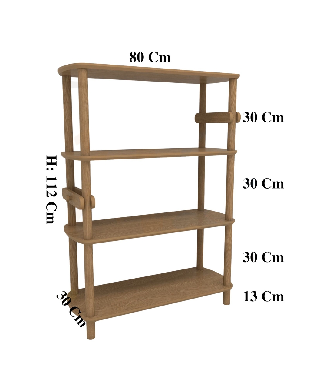 Corp biblioteca, Hanah Home, Rosa 4, 80x112x30 cm, Stejar - view 7
