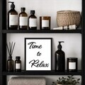 Tablou decorativ, Time to Relax, Dimensiune: 20 x 25 cm, Alb/Negru