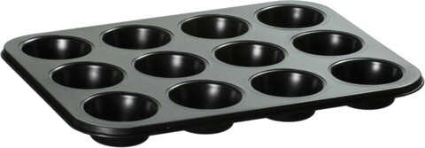 Forma de copt 12 briose, invelis non-stick lukrecja, ambition, 35x26.5 cm, otel carbon, negru