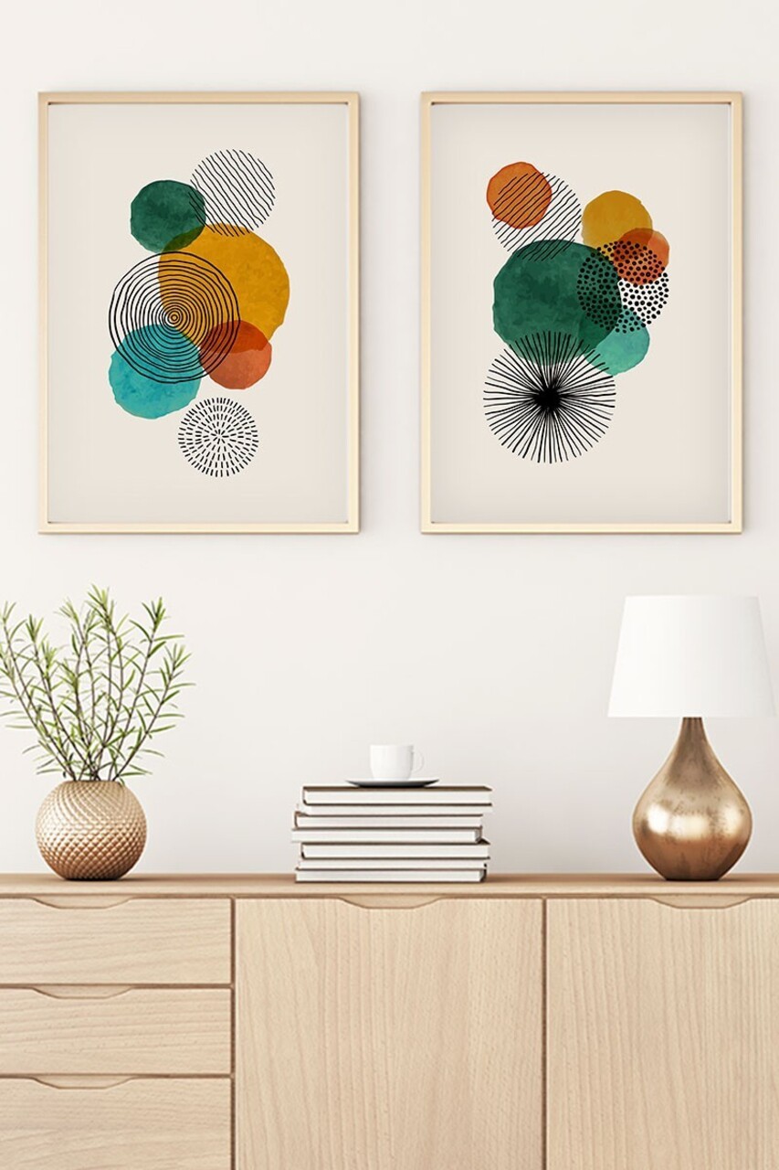 Set 2 tablouri decorative, Huhu32, Cadru: 100% LEMN MASIV (Grosime: 2,5 cm), Multicolor - view 2