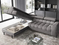 Coltar extensibil stanga 5 locuri ELTAP, LT-04AU, Ferucce, 276x200x93 cm, lemn/poliester, gri