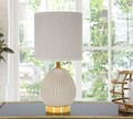 Lampa de masa Flavi, Mauro Ferretti, 1 x E14, 40W, 15x30.5 cm, ceramica/fier/textil, gri