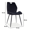Scaun Arco Velvet, Signal, 51x46x91 cm, catifea/otel, negru