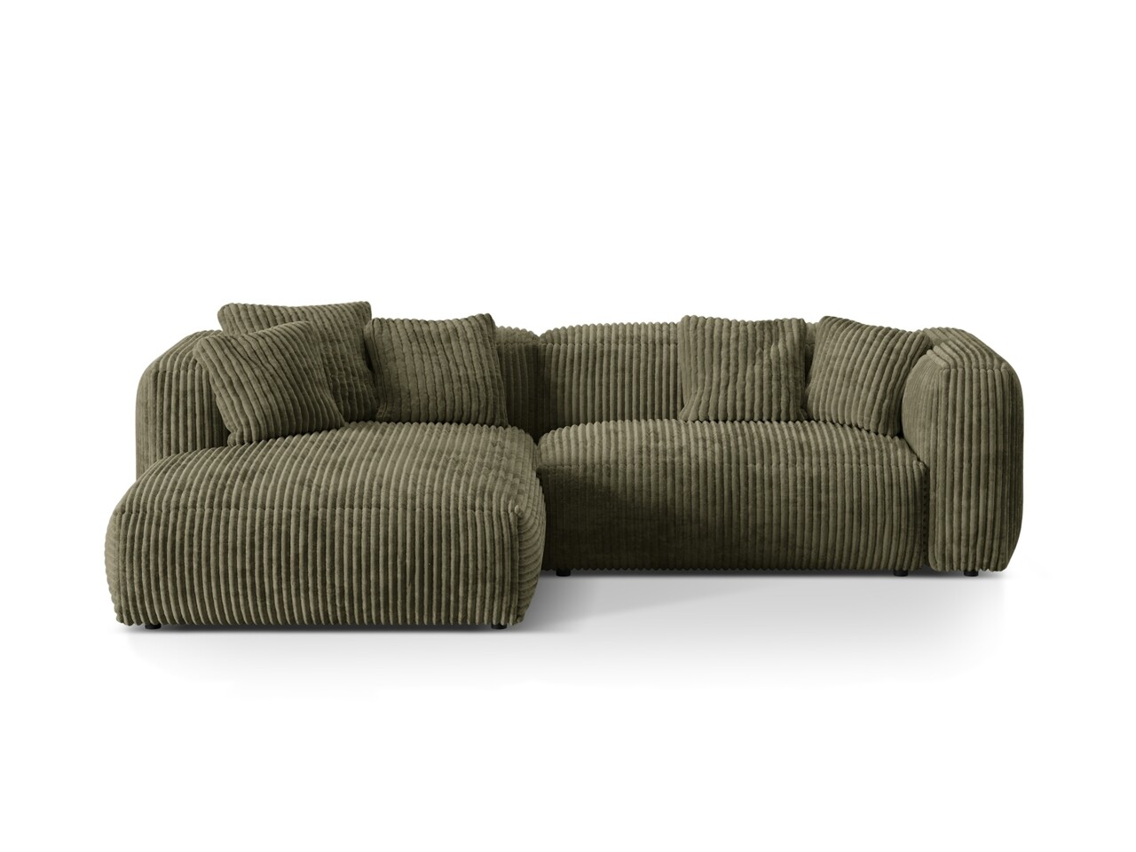 Coltar modular stanga 2 locuri, Martina-212, Micadoni Home, 283x176x75 cm, velur, verde muschi Colțare 2