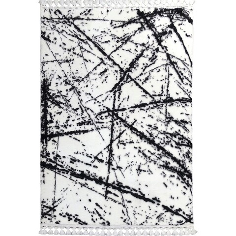 Covor, Safari, 80x150 cm, Poliester, Alb negru