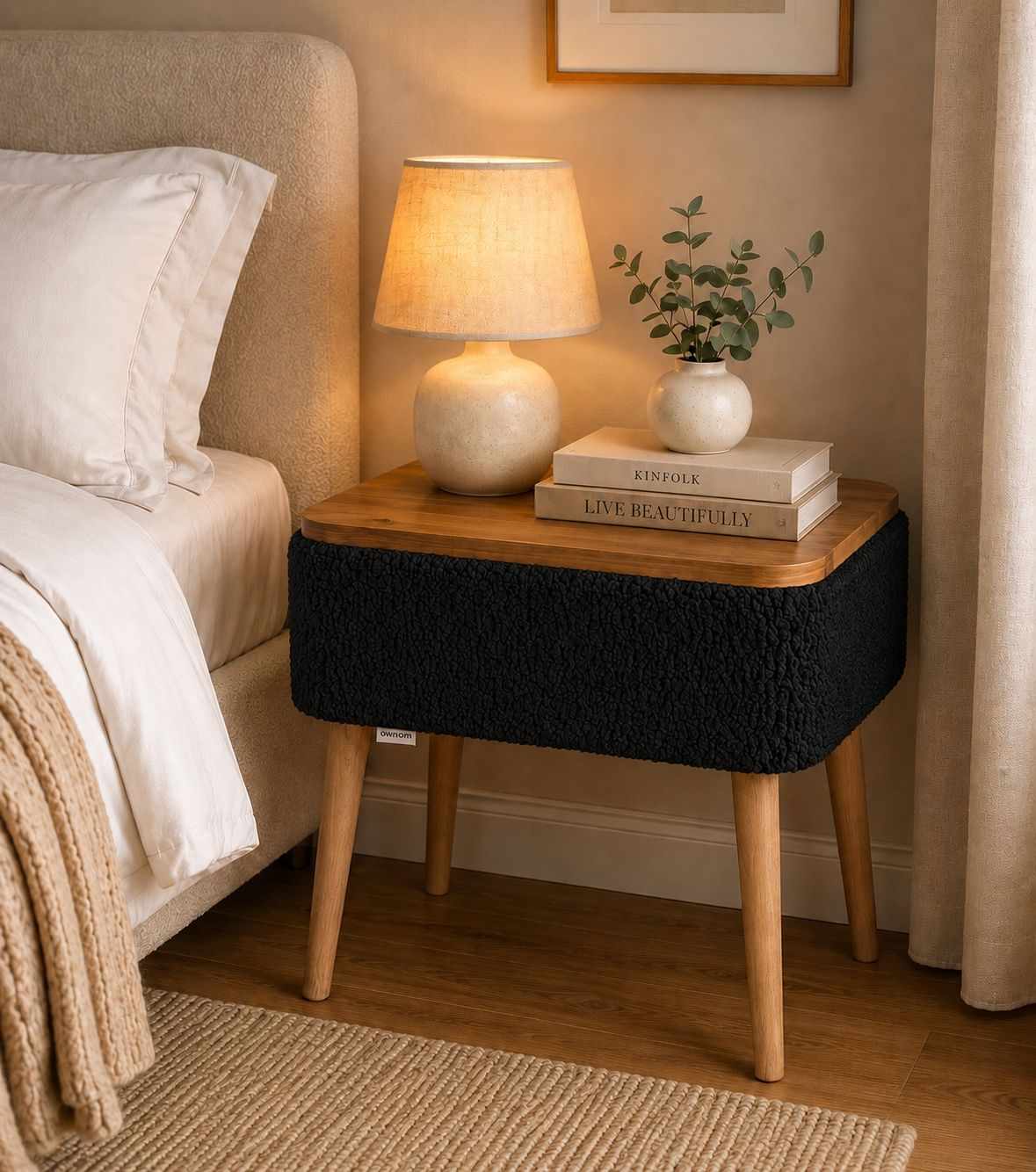 Noptiera, Hanah Home, Nova, 45x55x30 cm, Negru